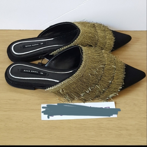Zara mules with fringe 38 EU 7.5 US - Picture 2 of 4